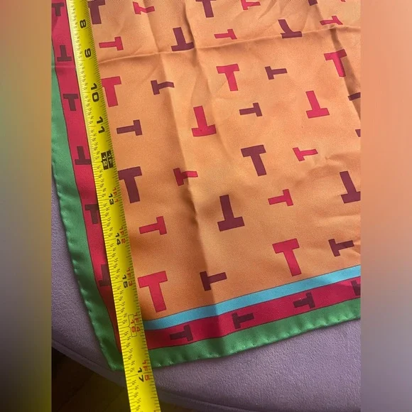 Tod's Orange and Green Silk Scarf - Picture 4 of 7